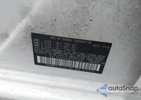 2023 Subaru Impreza Premium из США, поврежденный, VIN 4S3GTAV69P3707499